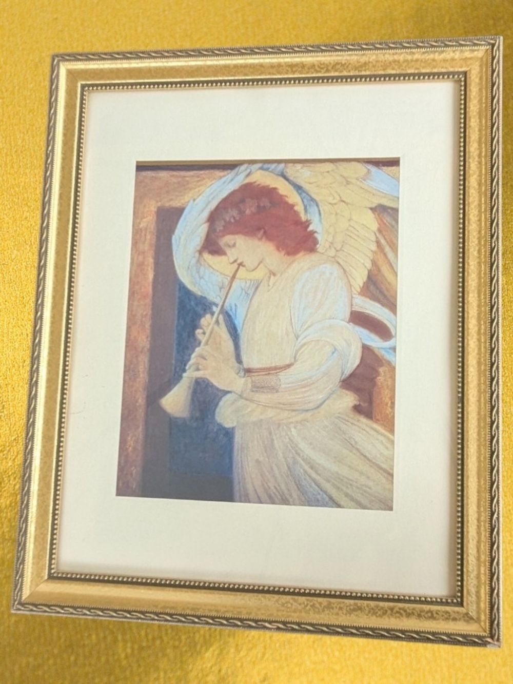 Angel Playing A Flageolet in Gold Frame